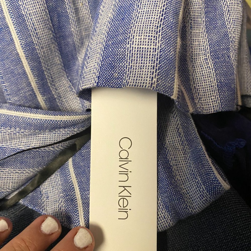 NEW $150 Calvin  Klein linen dress pant jumpsuit - Picture 4 of 4